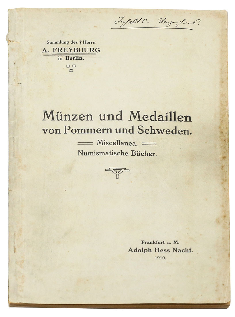 Katalog aukcyjny Adolph Hess „Münzen und Medaillen von Pommern und Schweden”
